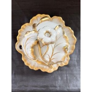 Rare Vintage German Gold Gild Porcelain Butter Keeper Dish - Possible RPM??